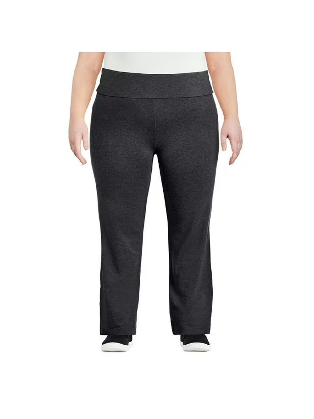 George Plus Women's Yoga Pants Flare Leg Wide Elasticized Waistband Charcoal 1X